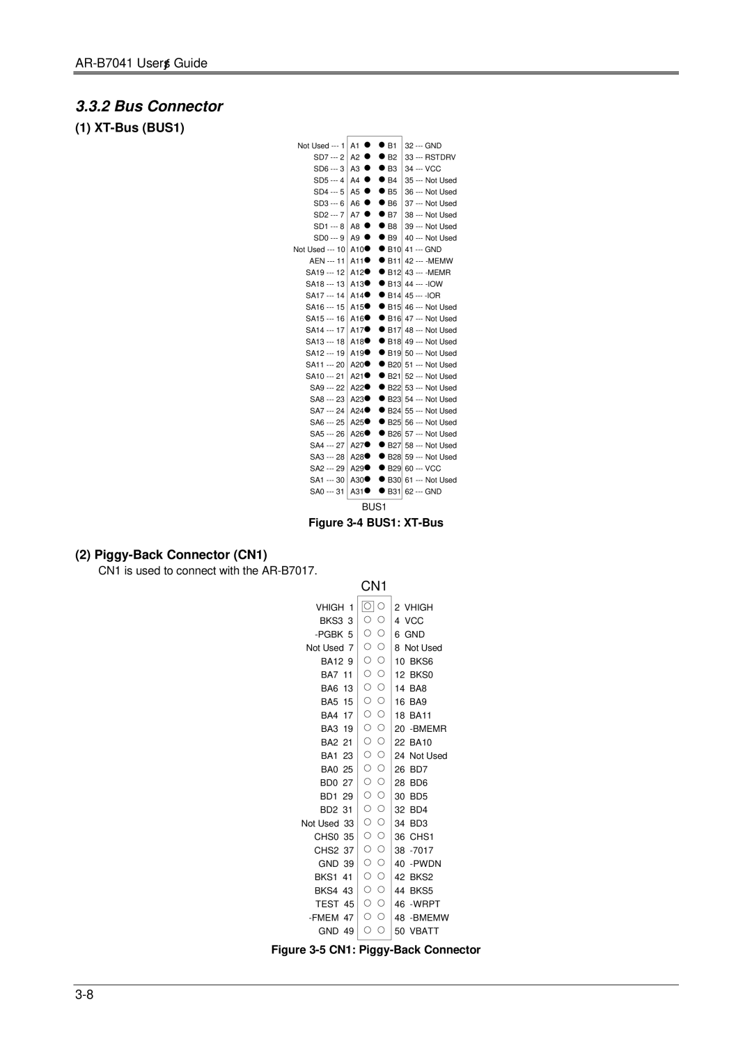 Solid State Logic AR-B7041 manual Bus Connector, XT-Bus BUS1, Piggy-Back Connector CN1 