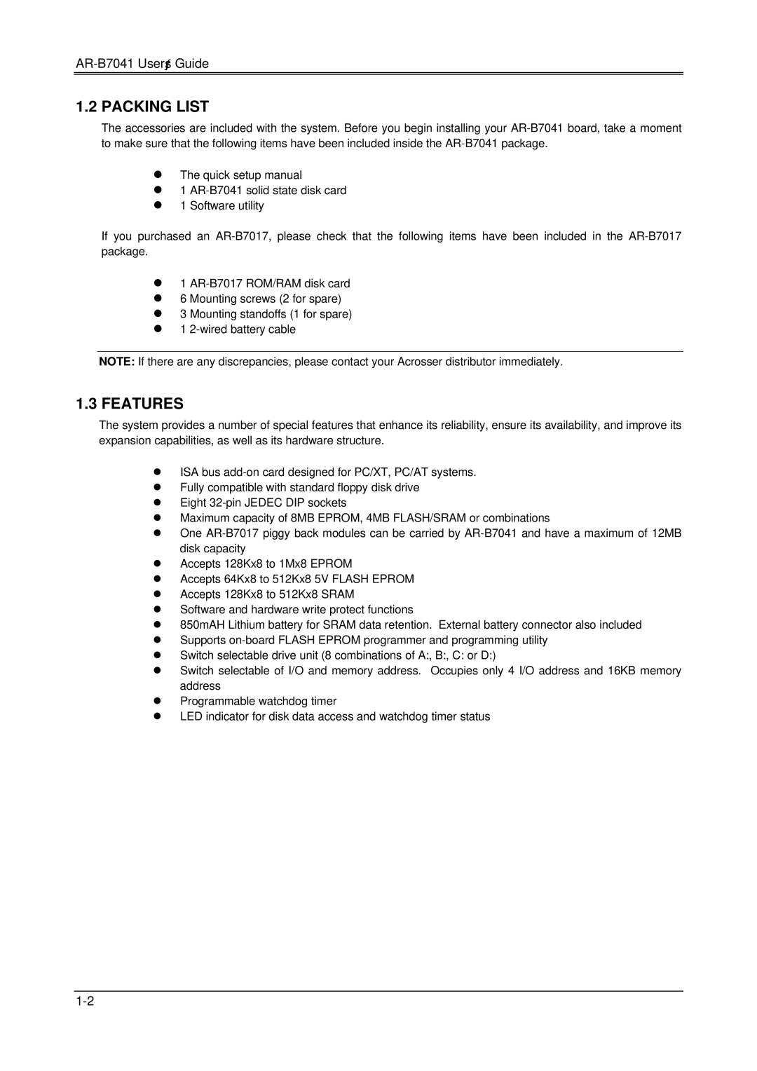 Solid State Logic AR-B7041 manual Packing List, Features 