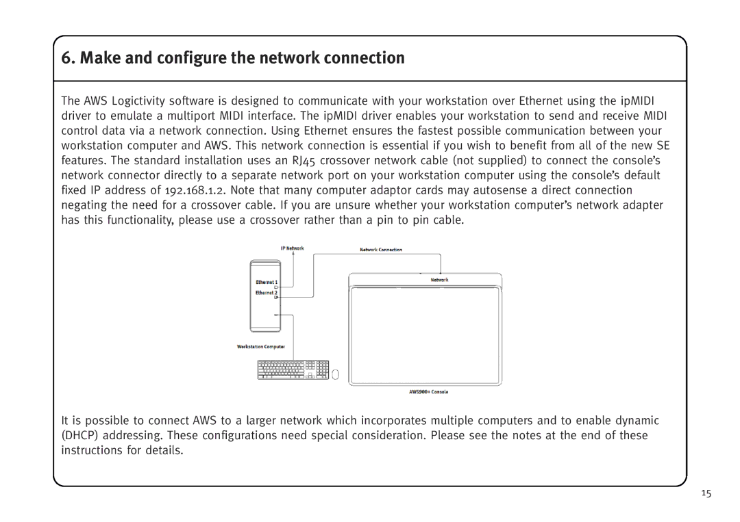 Solid State Logic AWS V4 manual Make and configure the network connection 