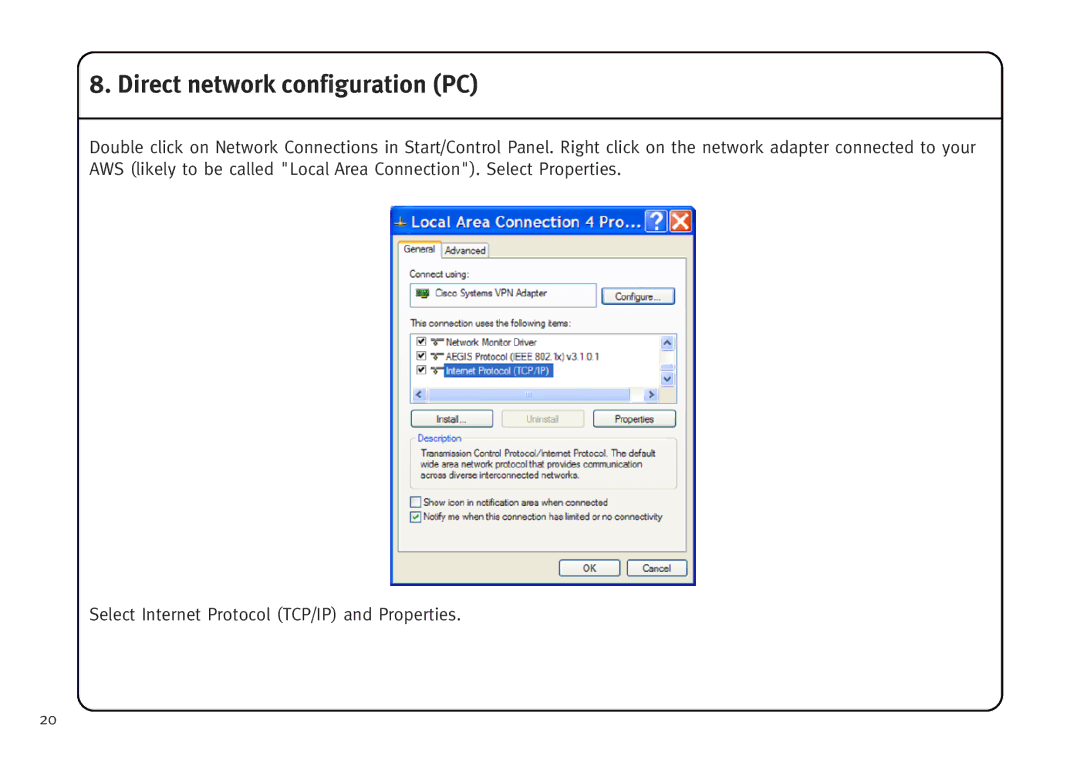 Solid State Logic AWS V4 manual Direct network configuration PC 