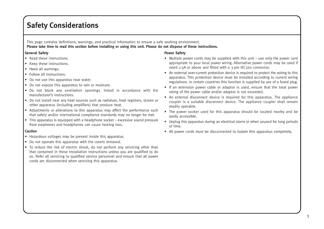 Solid State Logic AWS V4 manual Safety Considerations, Power Safety 