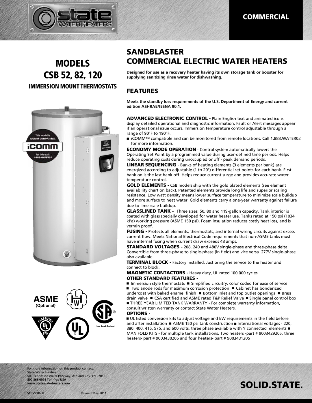 Solid State Logic CSB 52, CSB 82, CSB 120 warranty Other Standard Features, Options, Optional 