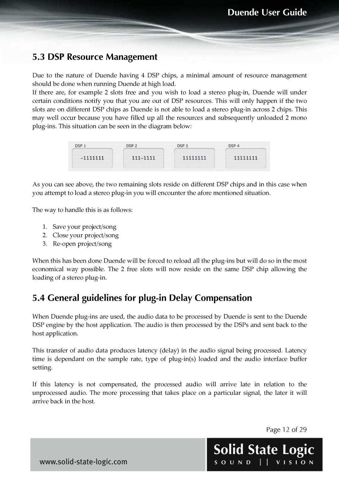 Solid State Logic DUENDE manual DSP Resource Management, General guidelines for plug-in Delay Compensation 