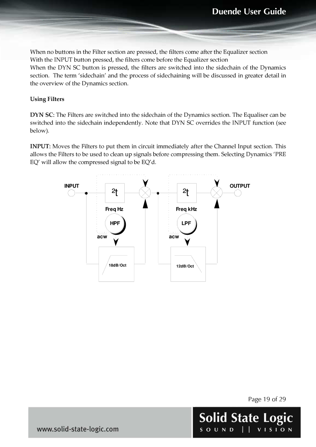 Solid State Logic DUENDE manual Input 