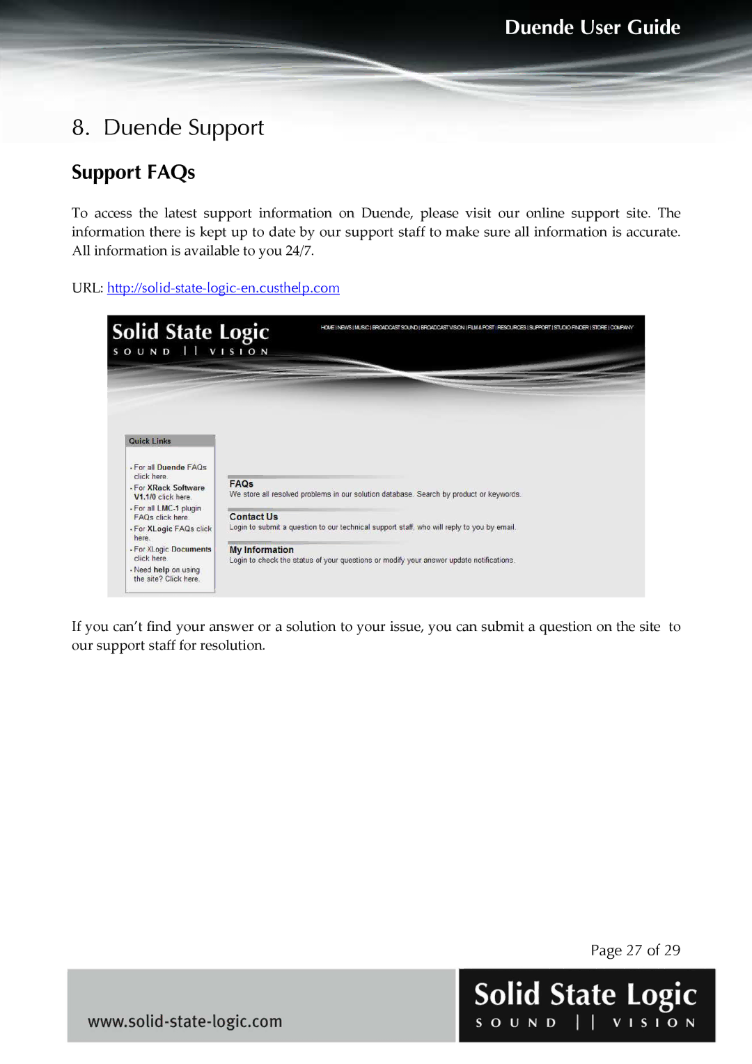 Solid State Logic DUENDE manual Duende Support, Support FAQs 