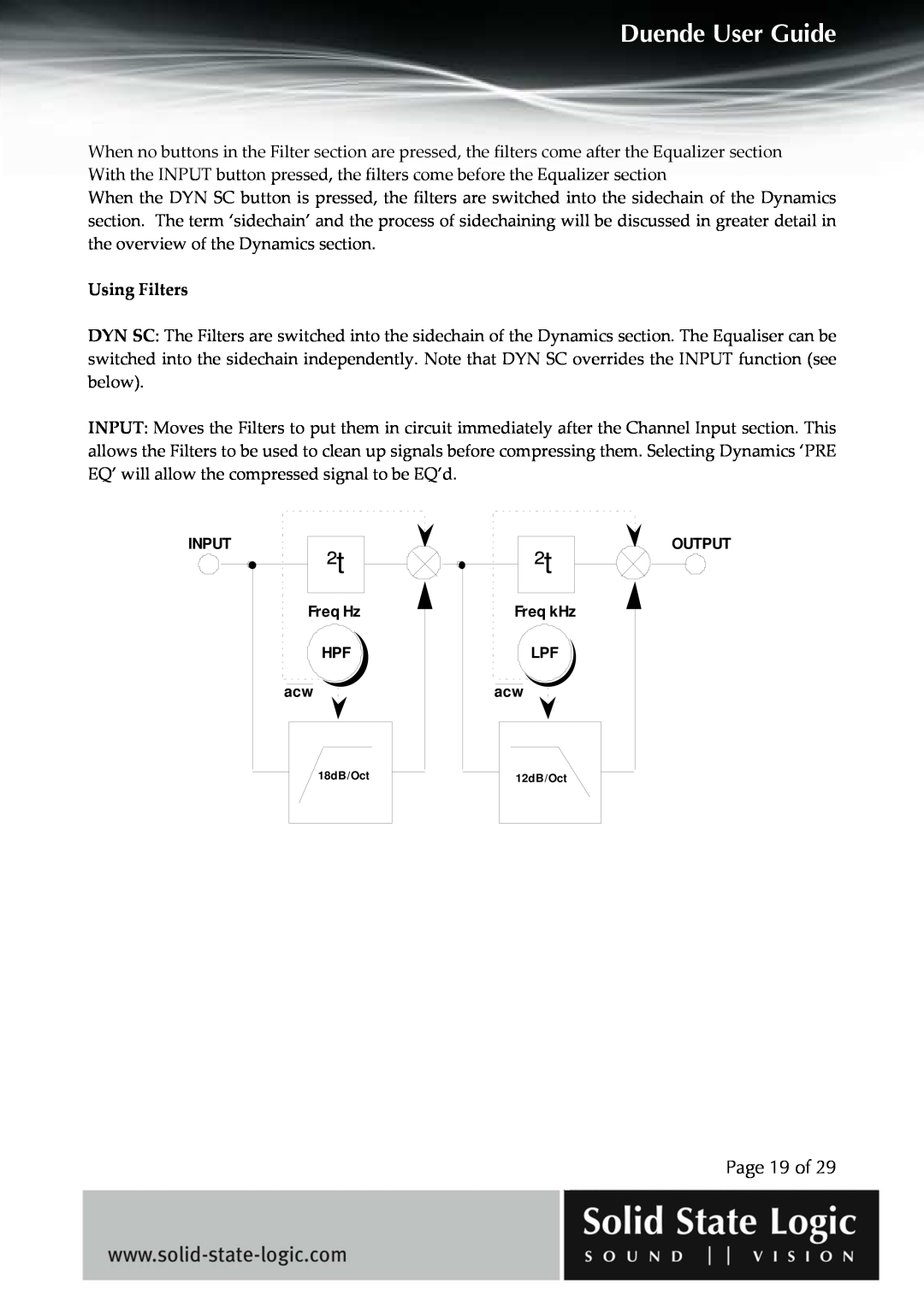 Solid State Logic DUENDE manual Page 19 of, Duende User Guide 