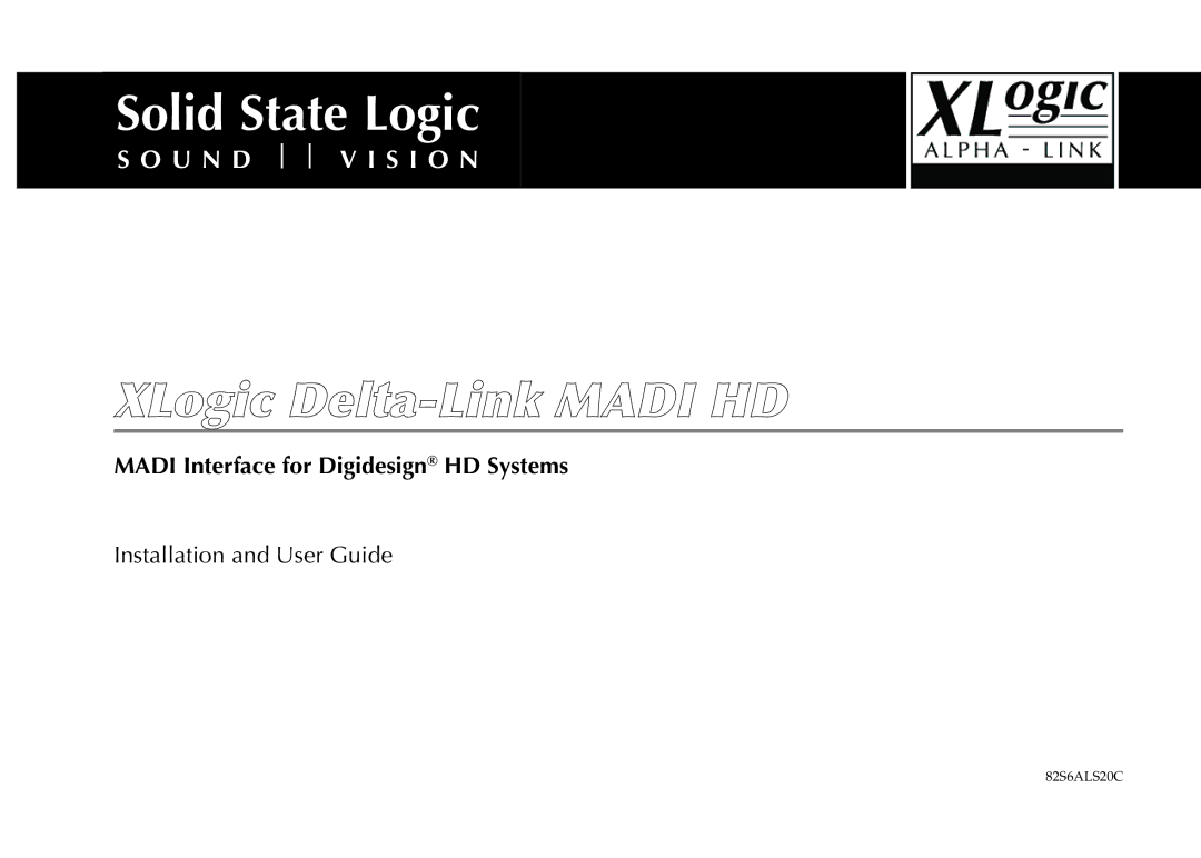 Solid State Logic LINK MADI HD manual Solid State Logic 