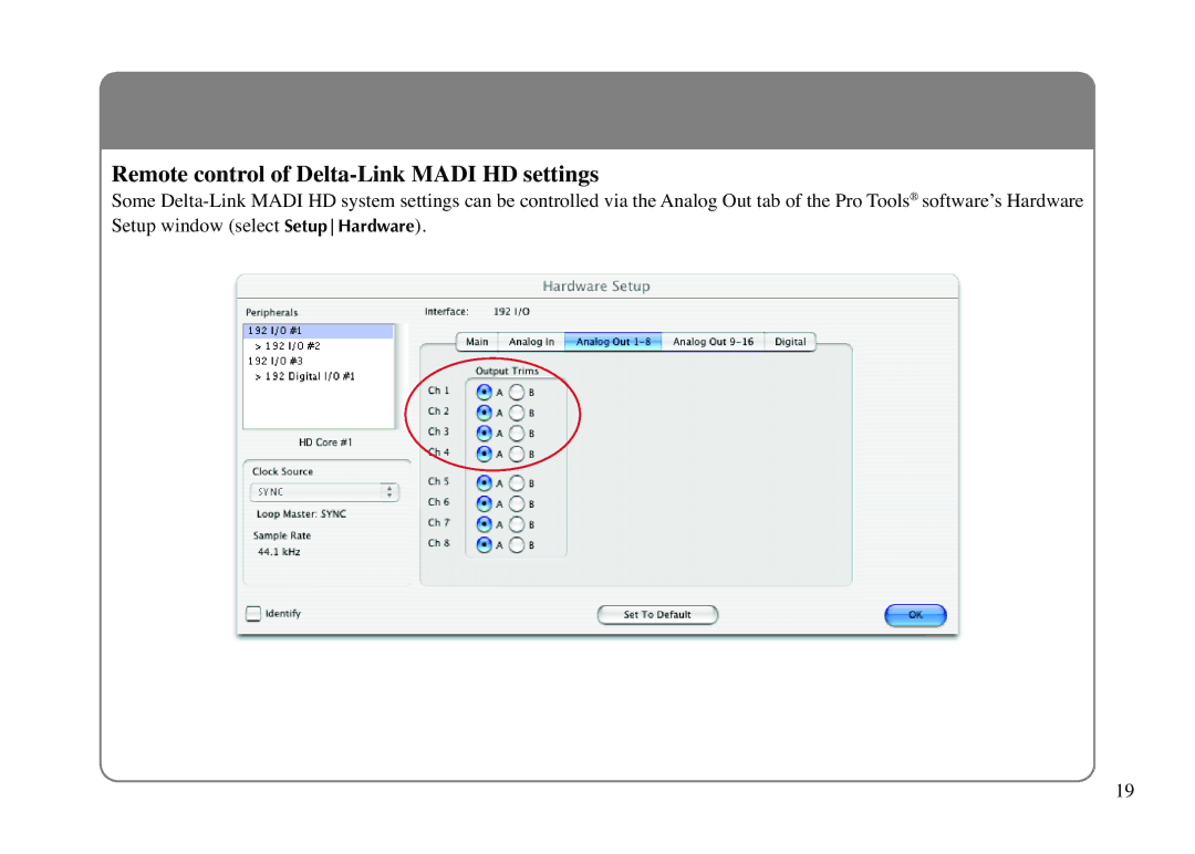 Solid State Logic LINK MADI HD manual Remote control of Delta-Link Madi HD settings 