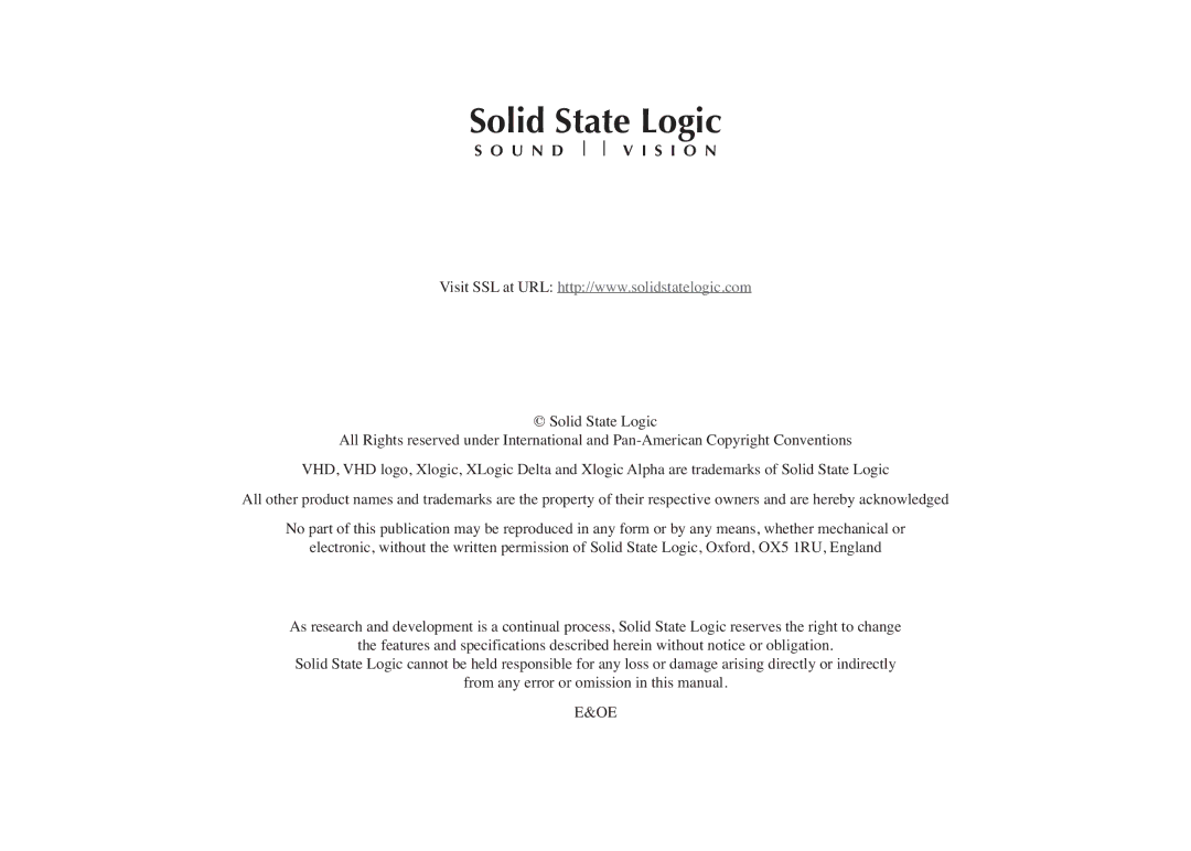 Solid State Logic LINK MADI HD manual Solid State Logic 