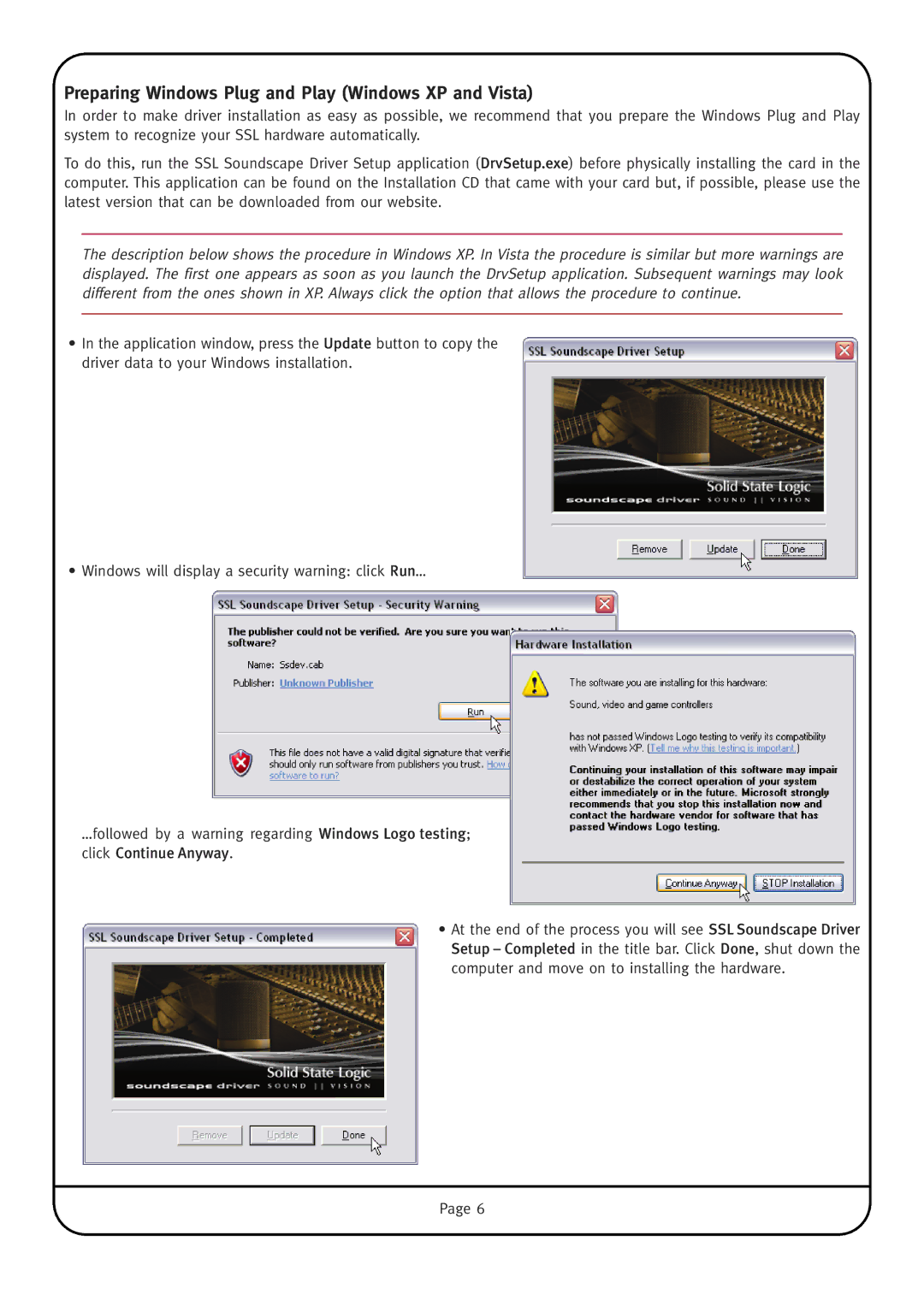 Solid State Logic MadiXtreme manual Preparing Windows Plug and Play Windows XP and Vista 