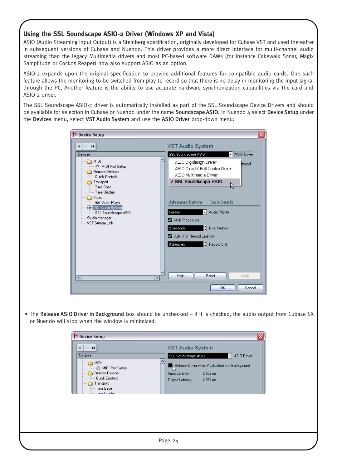 Solid State Logic MadiXtreme manual Using the SSL Soundscape ASIO-2 Driver Windows XP and Vista 