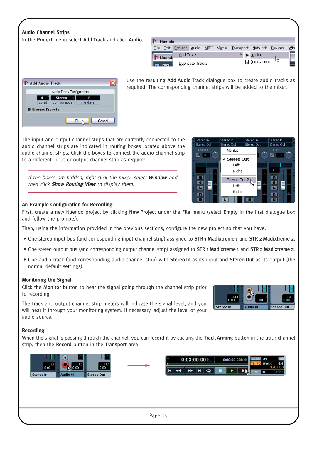 Solid State Logic MadiXtreme manual Audio Channel Strips, An Example Configuration for Recording, Monitoring the Signal 