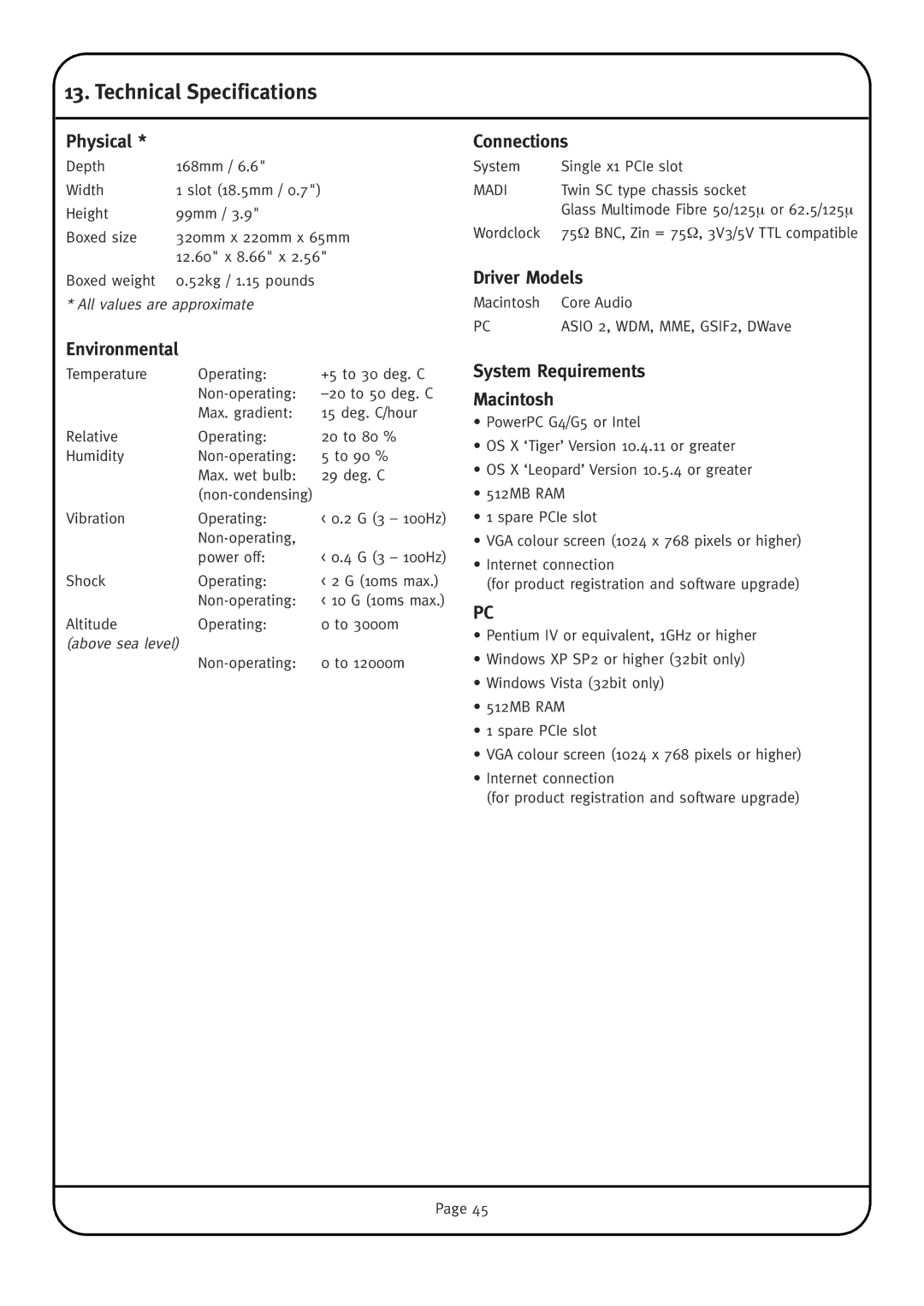 Solid State Logic MadiXtreme manual Technical Specifications 