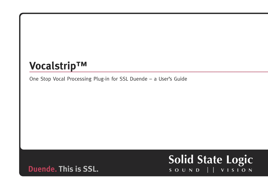 Solid State Logic Vocalstrip manual 