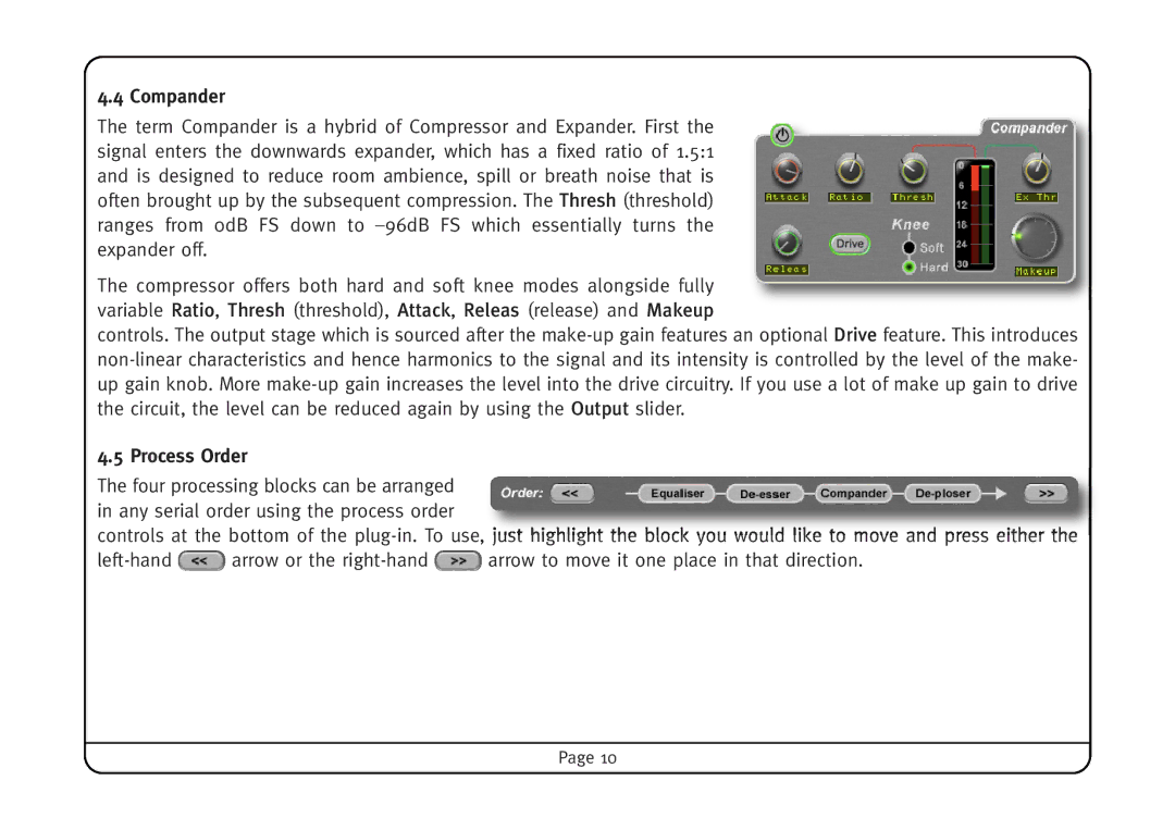 Solid State Logic Vocalstrip manual Compander, Process Order 