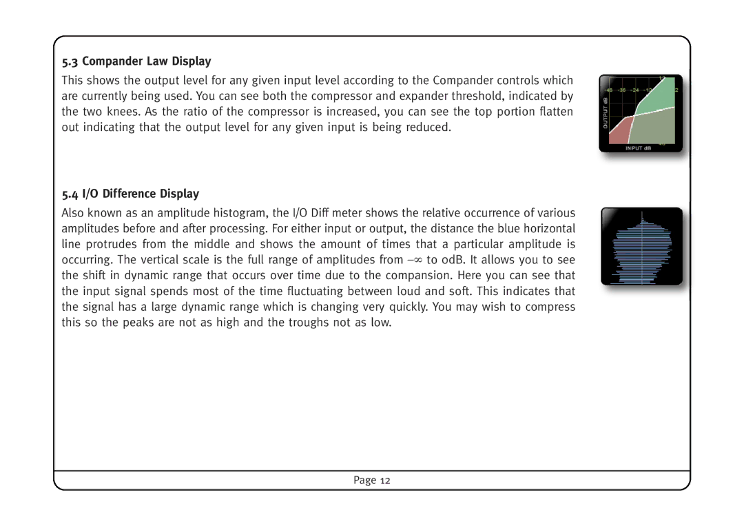 Solid State Logic Vocalstrip manual Compander Law Display, I/O Difference Display 