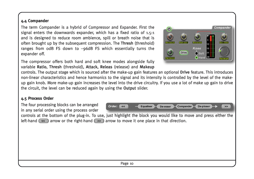 Solid State Logic Vocalstrip manual Compander, Process Order 