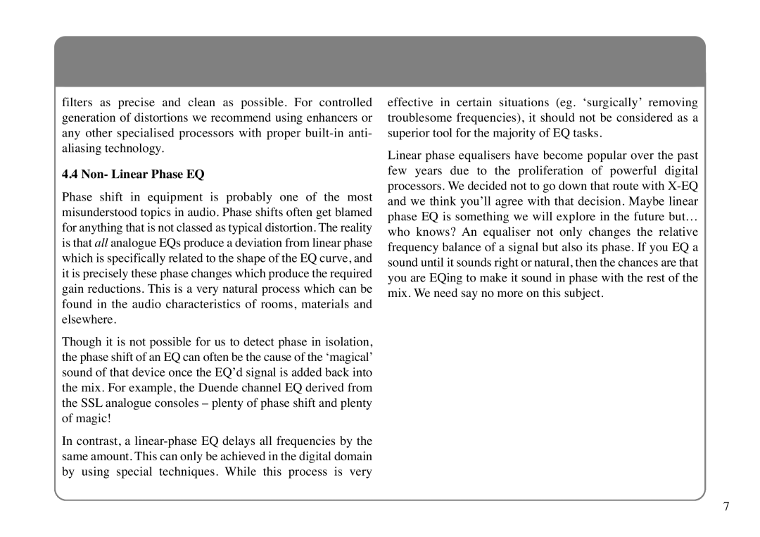 Solid State Logic X-EQ manual Non- Linear Phase EQ 