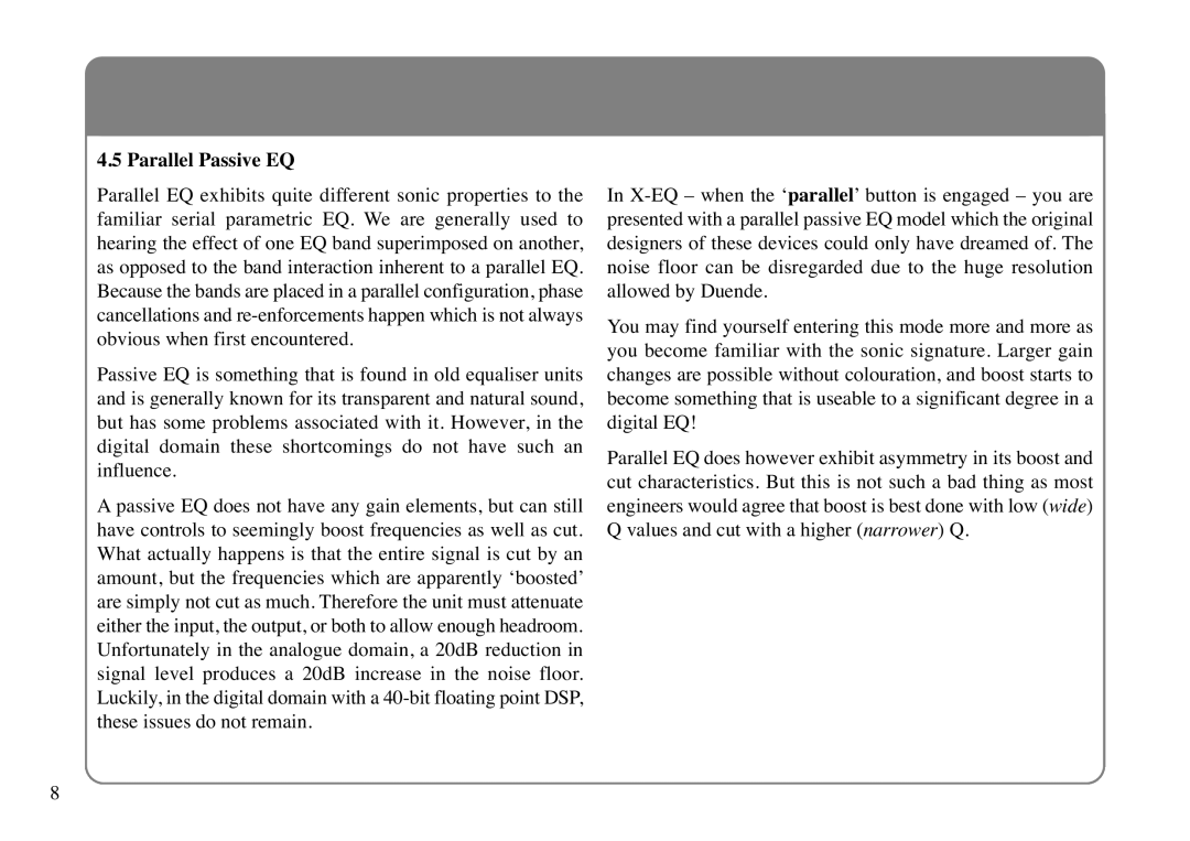 Solid State Logic X-EQ manual Parallel Passive EQ 