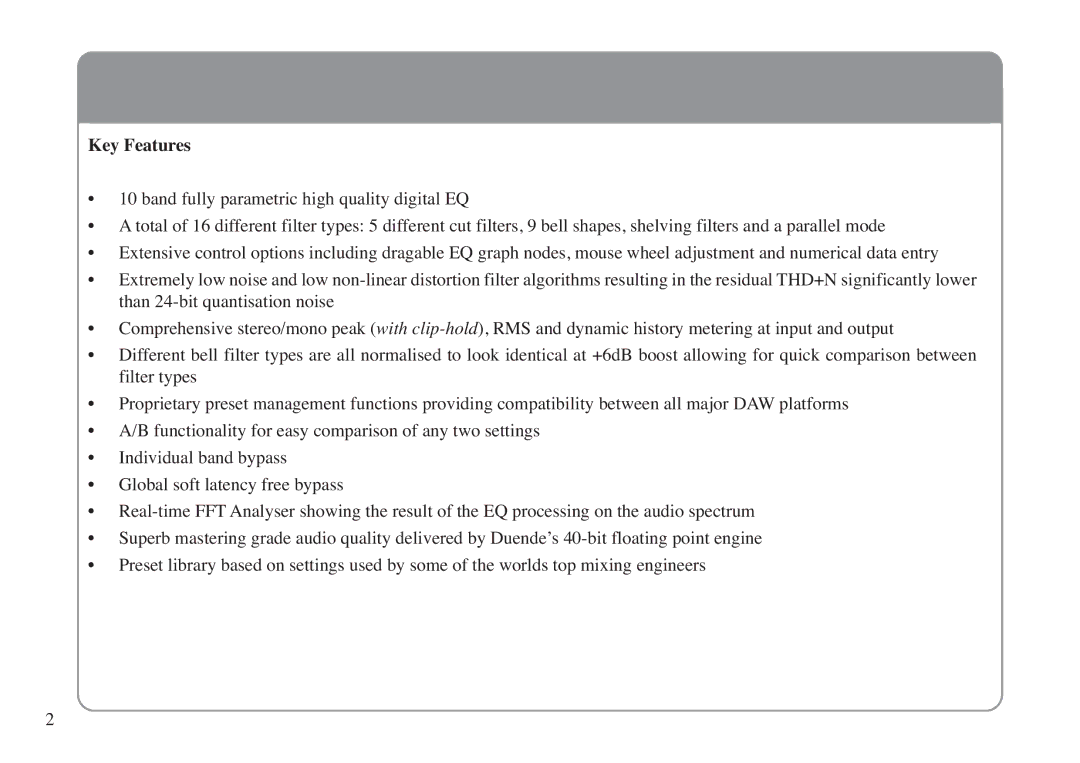 Solid State Logic X-EQ manual Key Features 