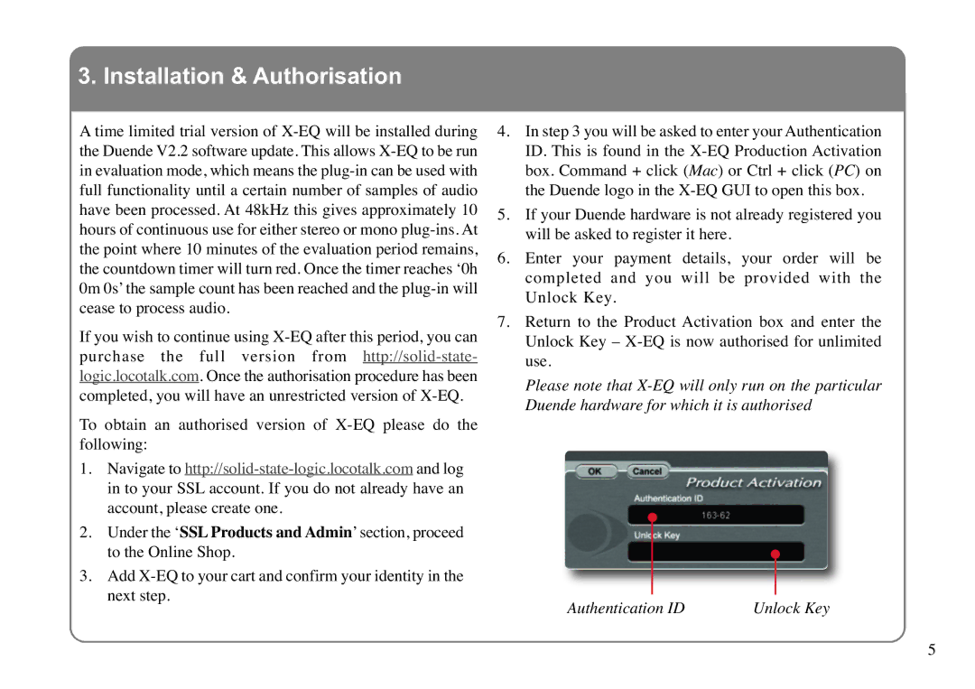 Solid State Logic X-EQ manual Installation & Authorisation 