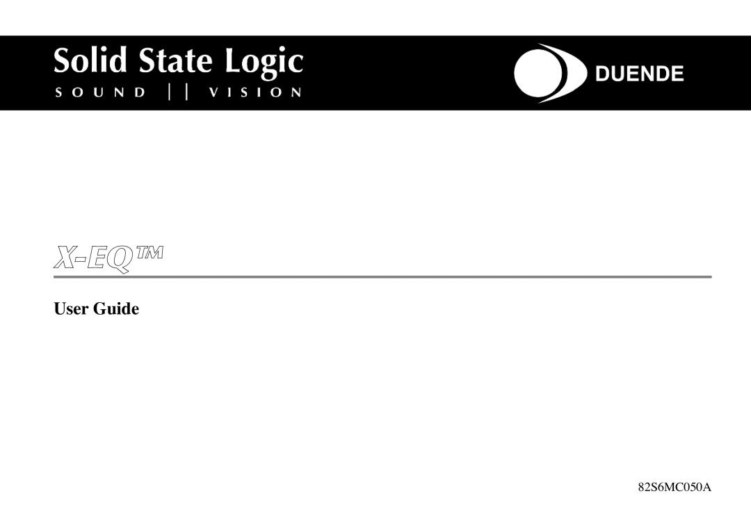 Solid State Logic X-EQ manual X-Eq, UserGuide 