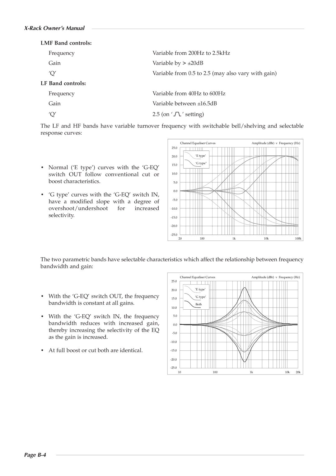 Solid State Logic X-Logic Series owner manual LMF Band controls, LF Band controls, B-4 