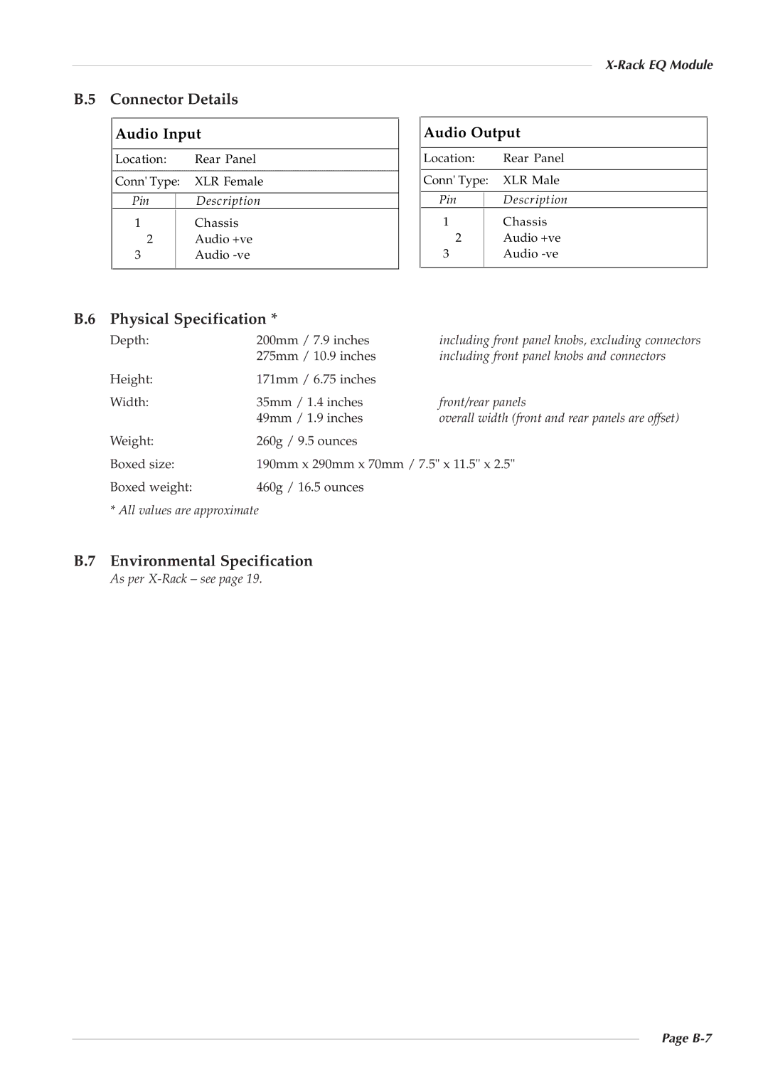 Solid State Logic X-Logic Series owner manual B-7 