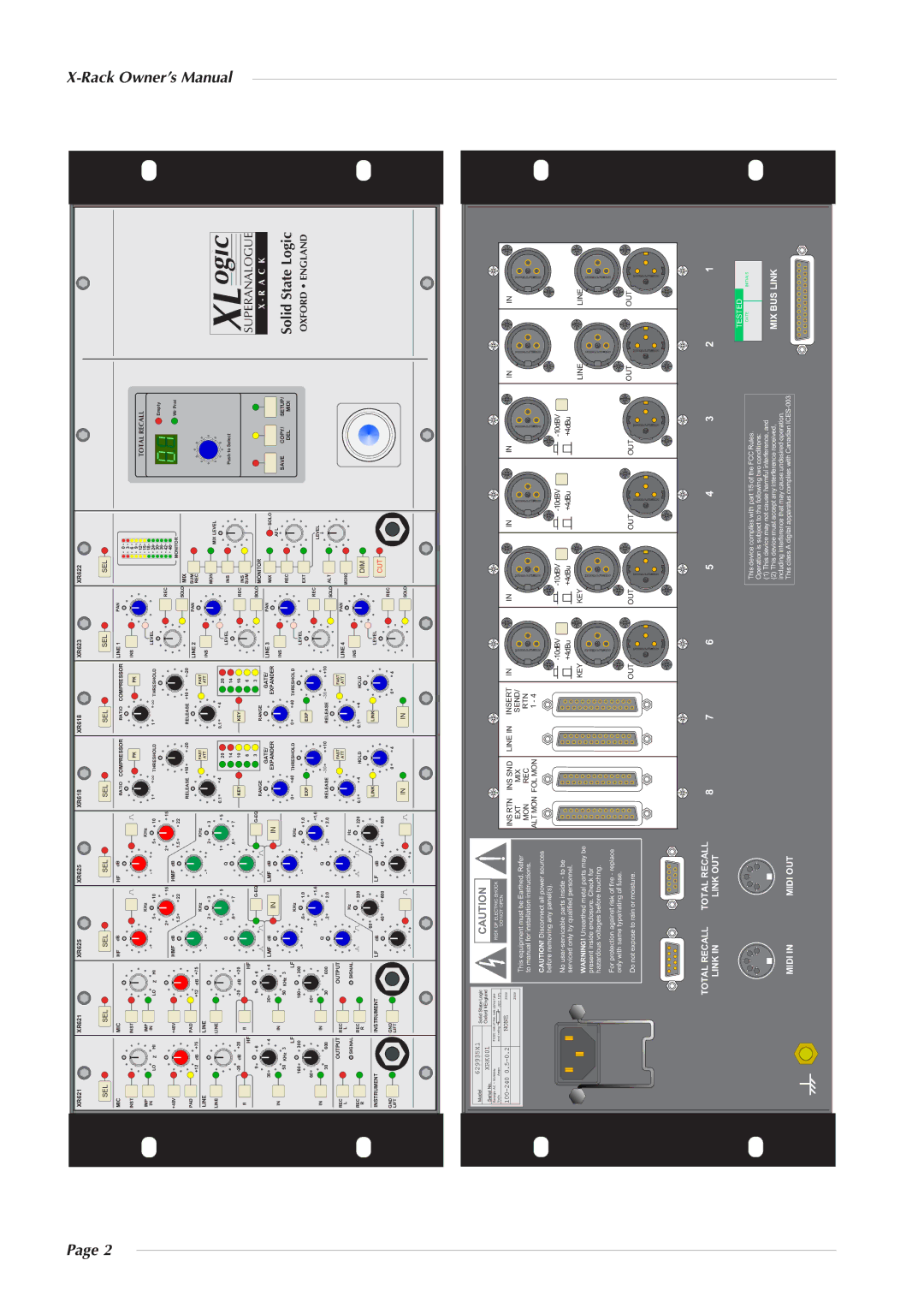 Solid State Logic X-Logic Series owner manual XLogic 