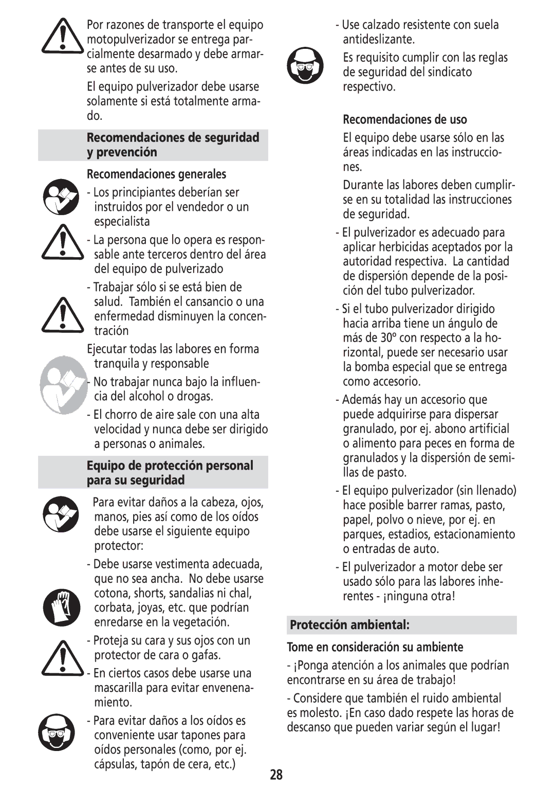 Solo USA Port 423 manual Recomendaciones de uso, Protección ambiental Tome en consideración su ambiente 