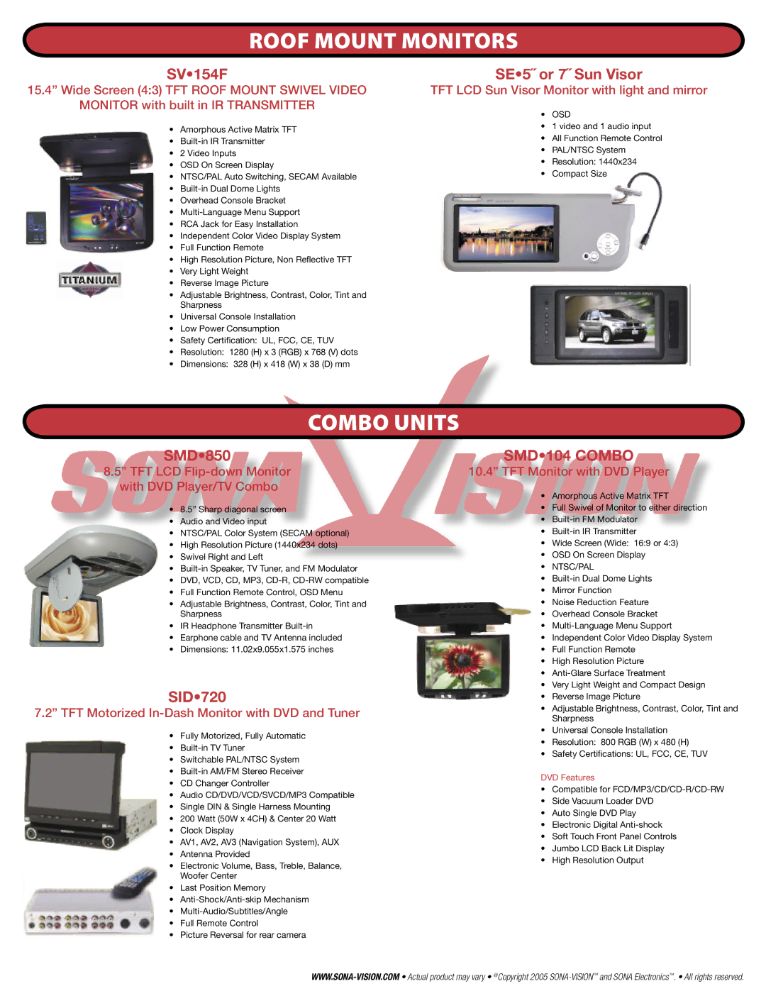 SONA Electronics SE560 manual Combo Units, SMD104 Combo 