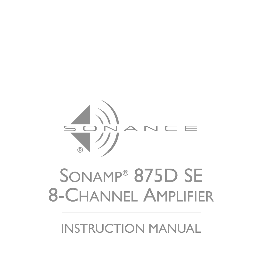 Sonance instruction manual Sonamp 875D SE 