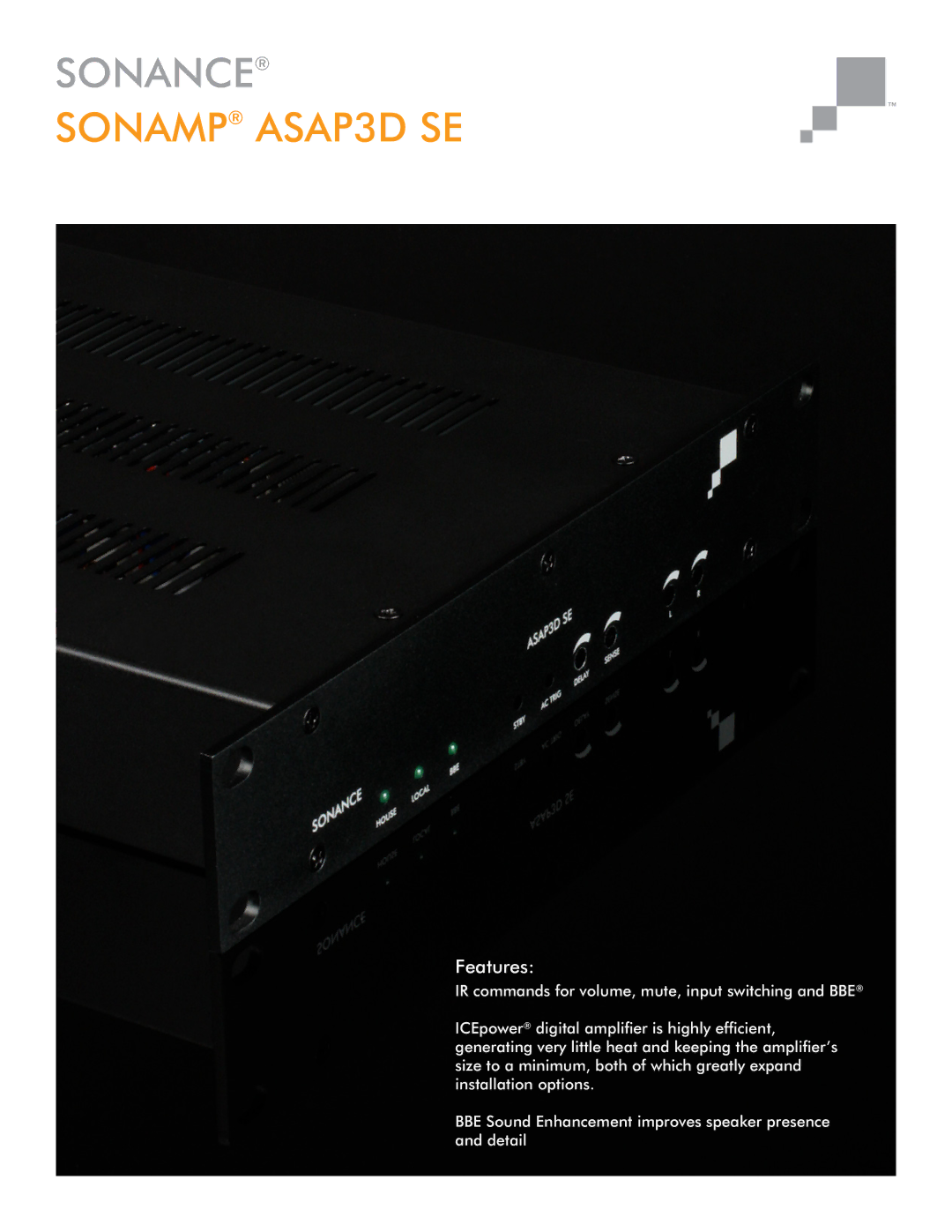 Sonance manual Sonamp ASAP3D SE, Features 