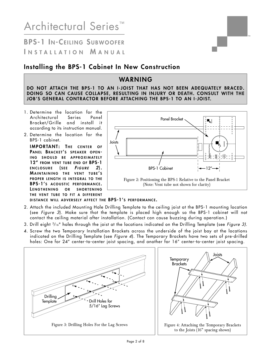 Sonance installation manual Installing the BPS-1 Cabinet In New Construction, P O Rta N T T H E 