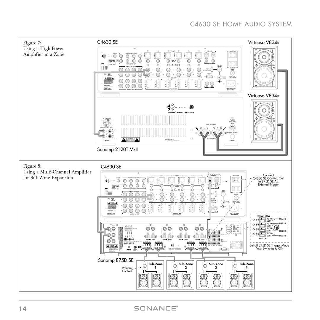 Sonance C4630 SE instruction manual Using a High-Power Amplifier in a Zone 