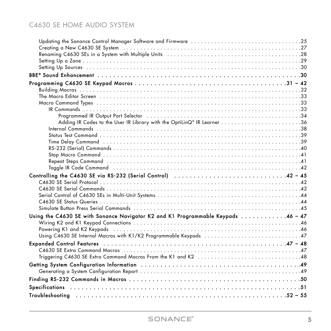 Sonance instruction manual C4630 SE Home Audio System 