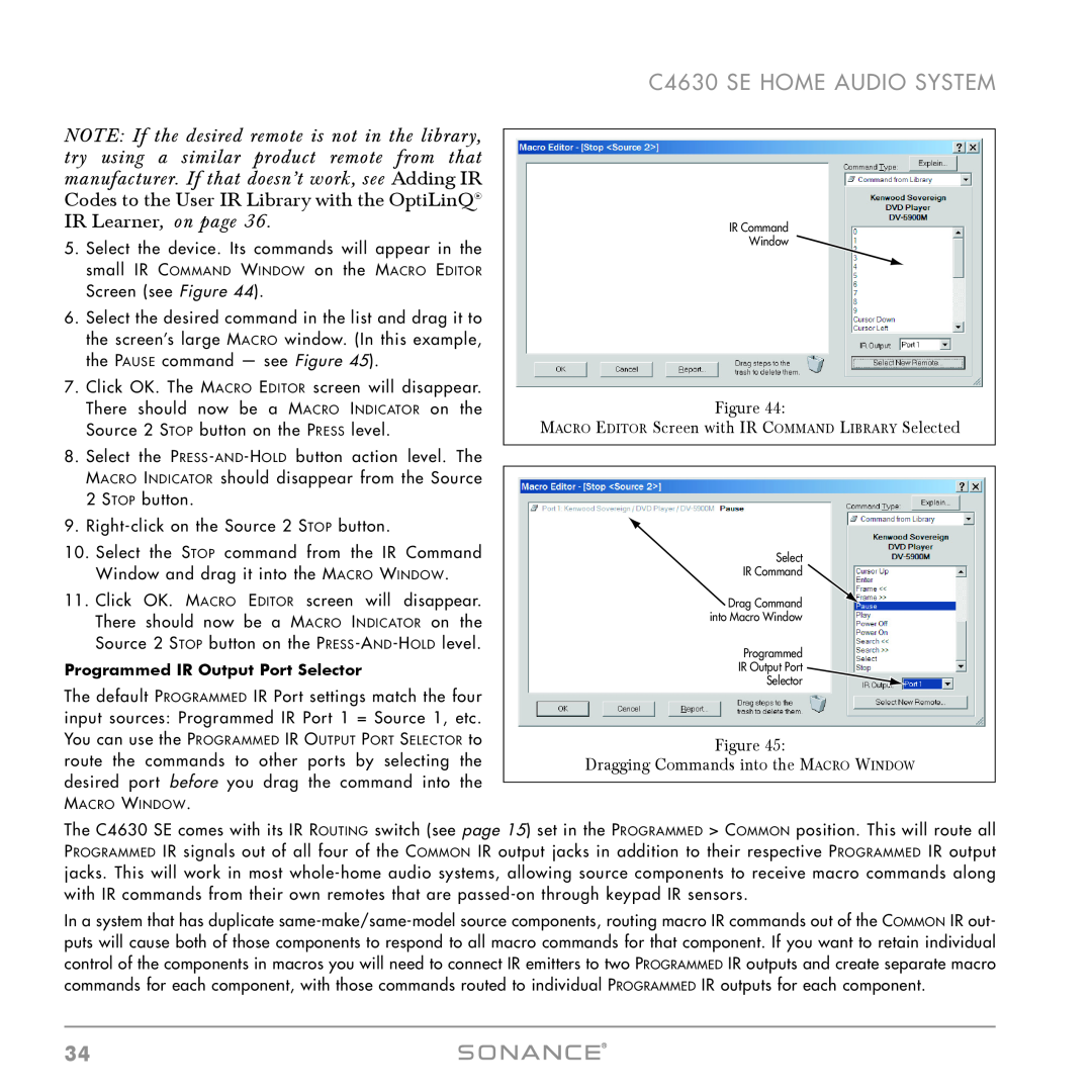 Sonance instruction manual C4630 SE HOME AUDIO SYSTEM, Figure Dragging Commands into the MACRO WINDOW 