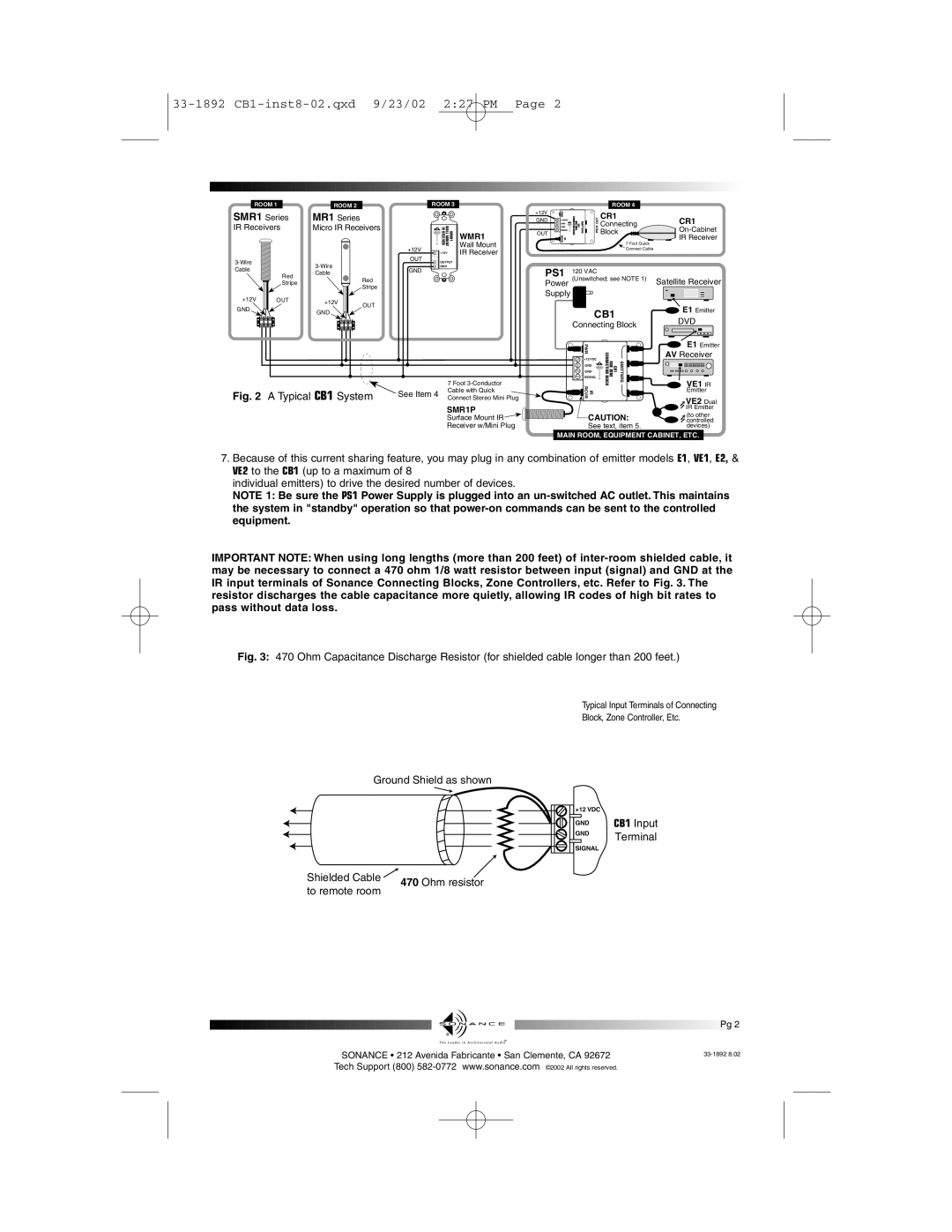 Sonance CB1 installation instructions PS1 