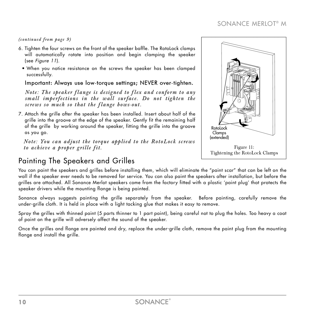 Sonance M Series instruction manual Painting The Speakers and Grilles, From 