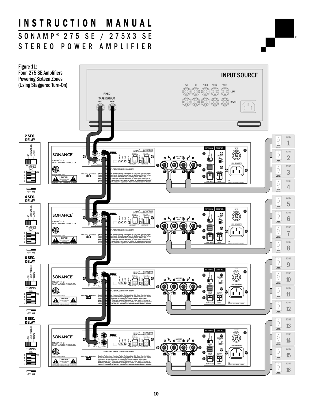 Sonance Sonamp 275 SE, 275X3 SE important safety instructions Input Source 