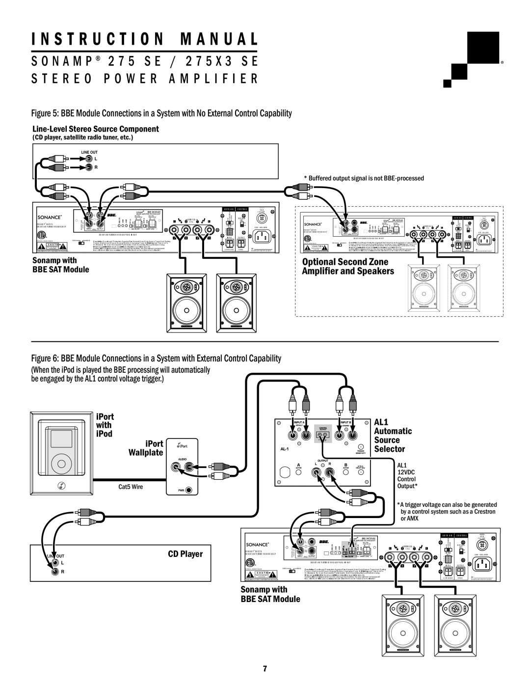 Sonance 275X3 SE, Sonamp 275 SE important safety instructions Optional Second Zone, Amplifier and Speakers 