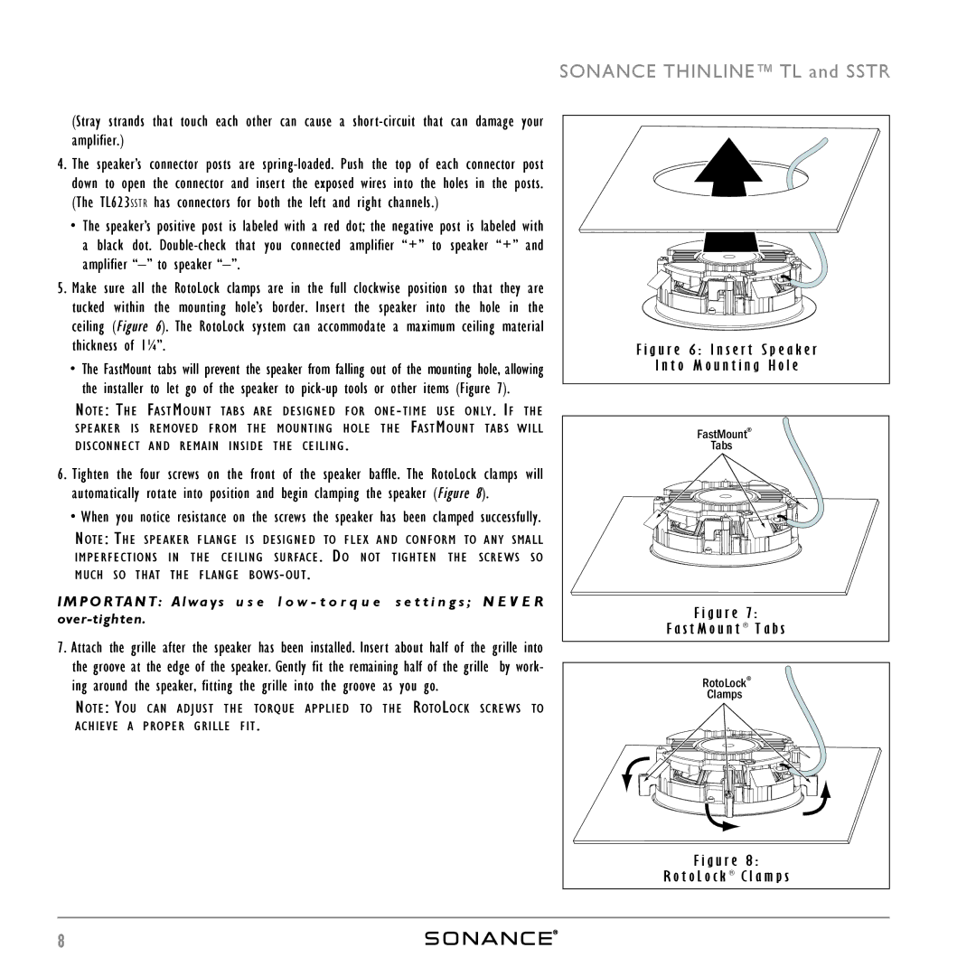 Sonance THINLINETM instruction manual G u r e 6 I n s e r t S p e a k e r 