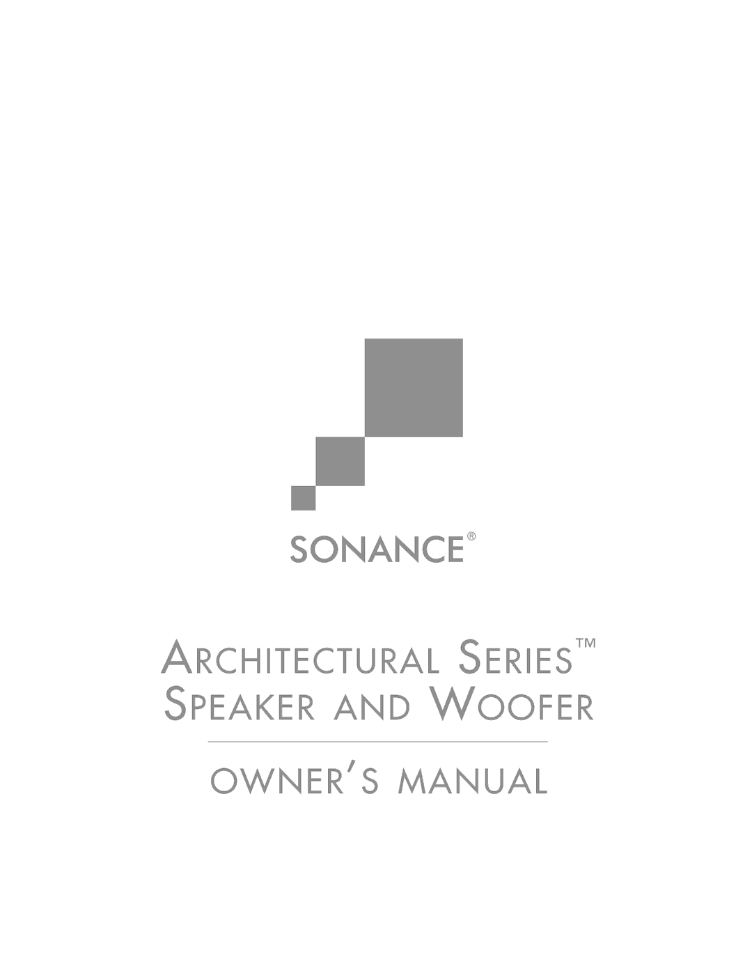 Sonance Z4S, Z4R, Z6R, X8S, X8WR, X6R, X4R, X4S, X8R, X8WS, Z8S, Z8F, Z8R owner manual Architectural Series Speaker and Woofer 