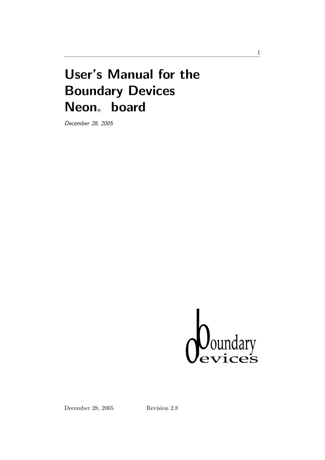 Sonic Alert 2.8 user manual User’s Manual for Boundary Devices NeonR board 