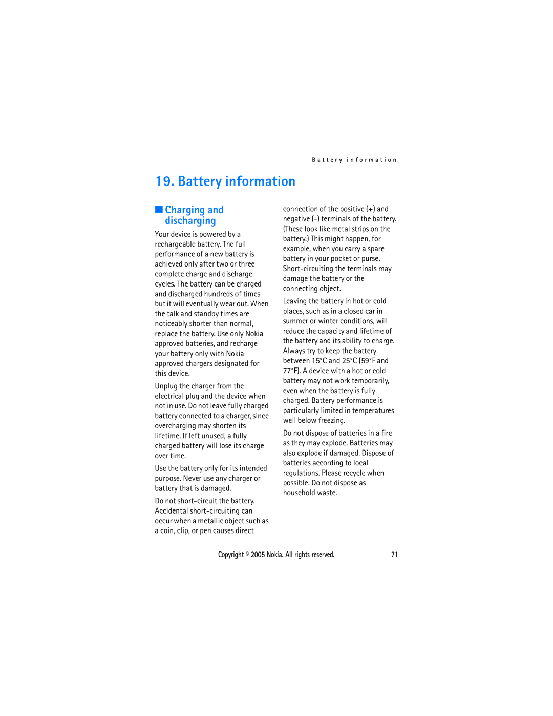 Sonic Alert 6021 manual Battery information, Charging and discharging 