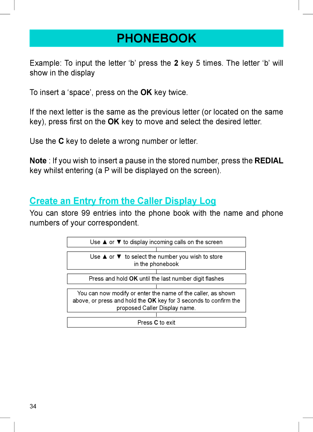 Sonic Alert AMPLI600 manual Create an Entry from the Caller Display Log 