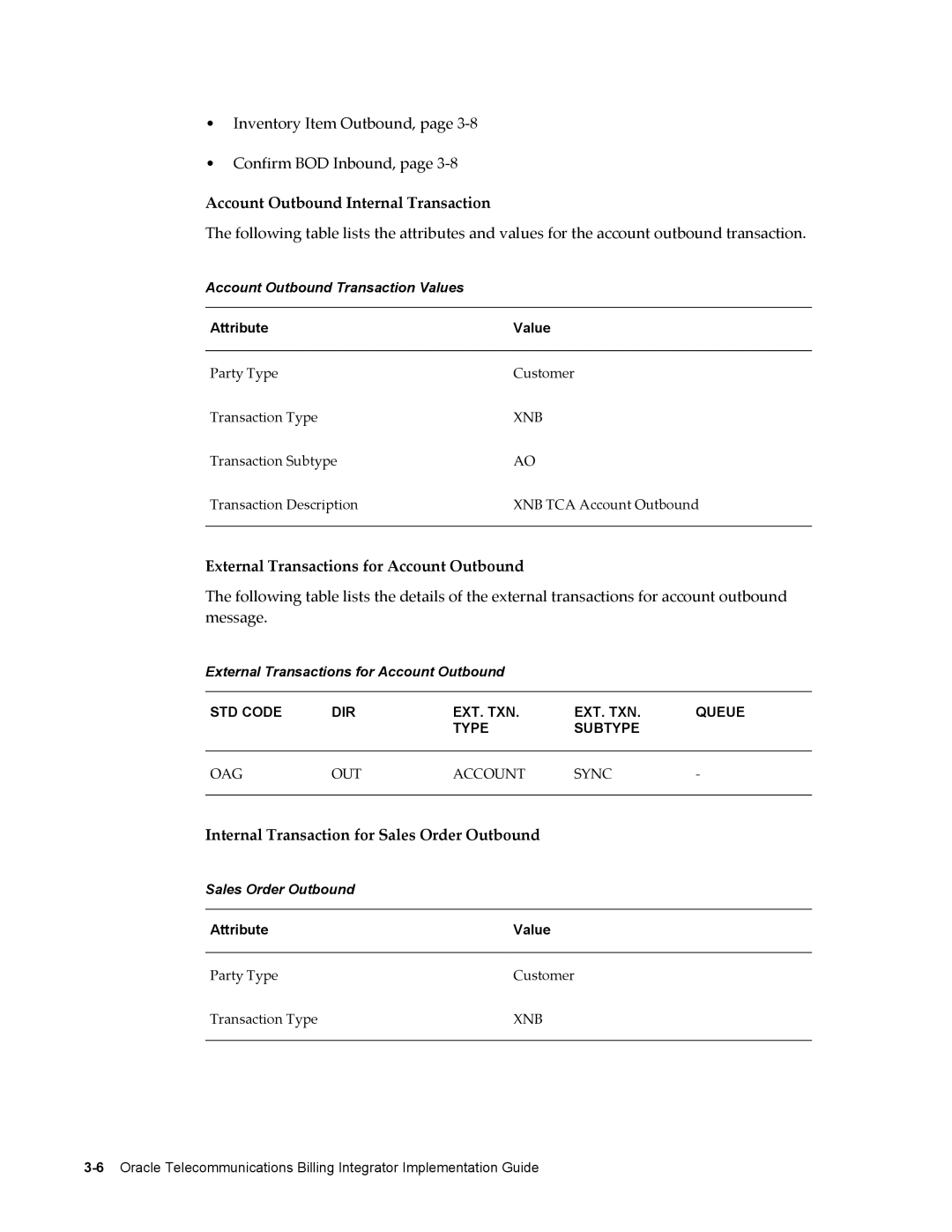 Sonic Alert B31540-02 manual Account Outbound Internal Transaction, External Transactions for Account Outbound 