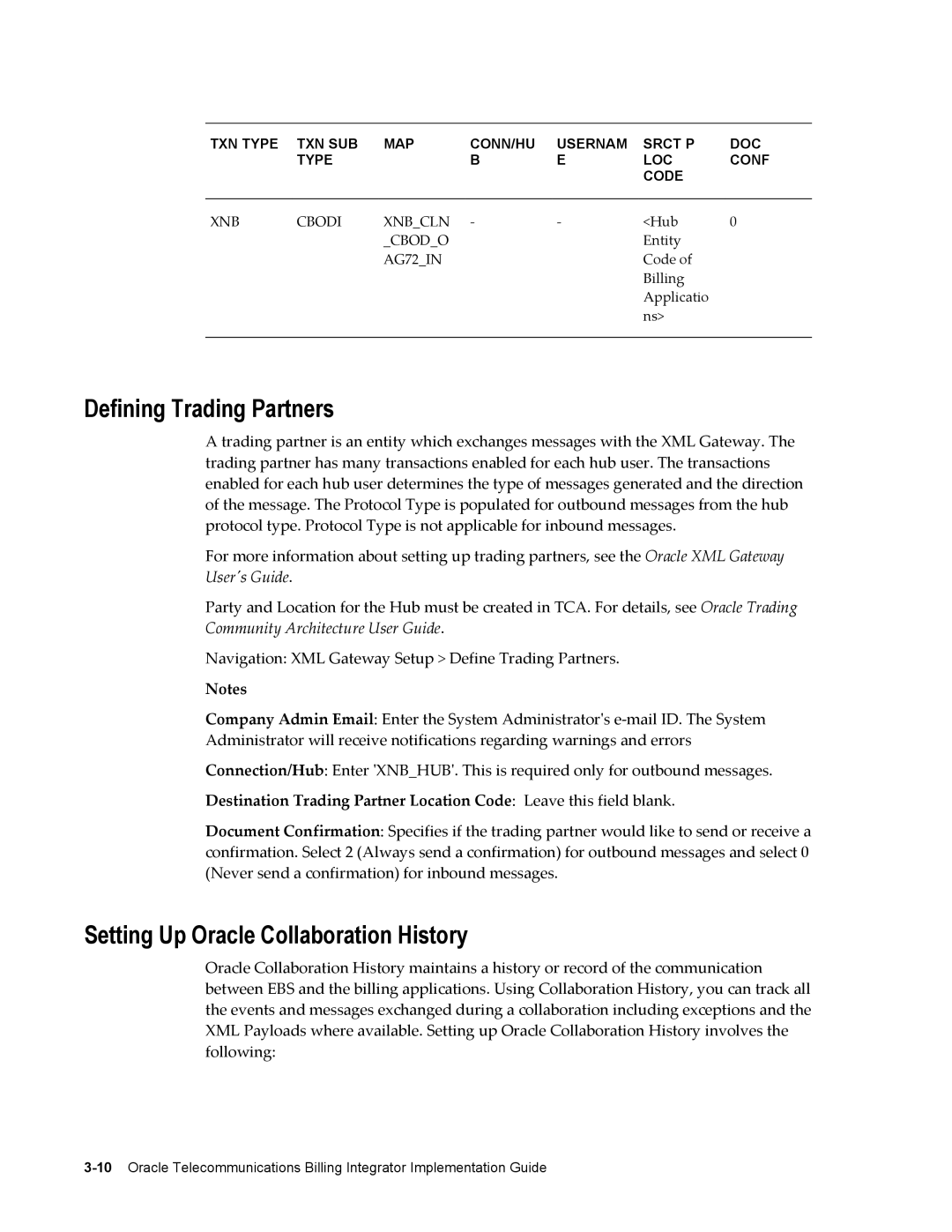 Sonic Alert B31540-02 manual Defining Trading Partners, Setting Up Oracle Collaboration History 