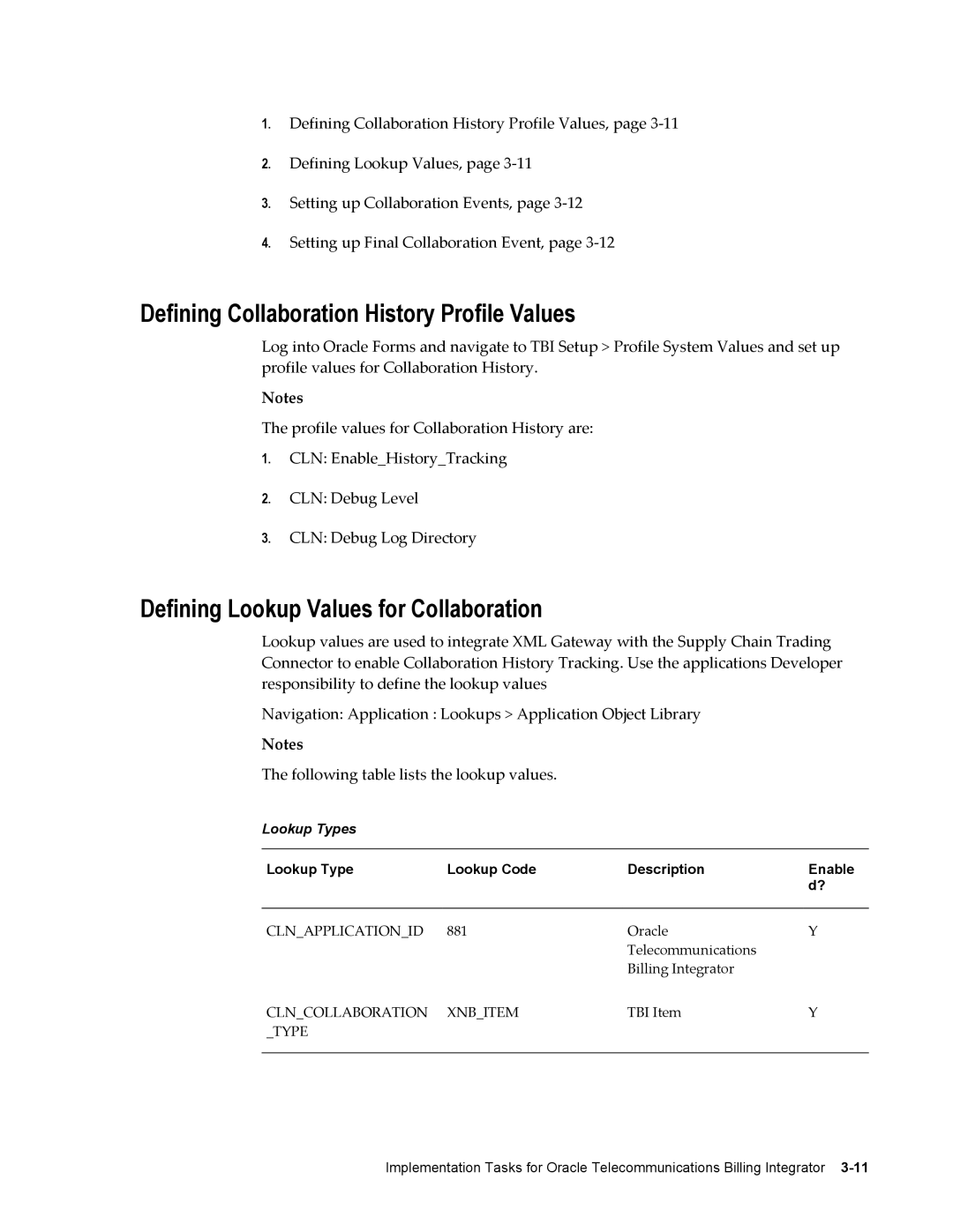 Sonic Alert B31540-02 manual Defining Collaboration History Profile Values, Defining Lookup Values for Collaboration 