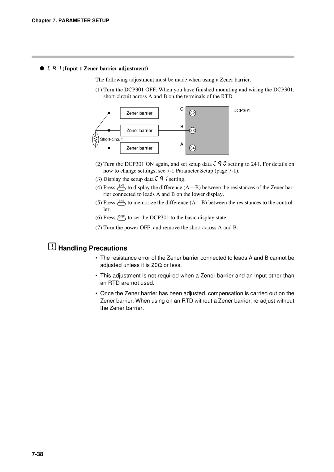 Sonic Alert DCP301 user manual Handling Precautions, Input 1 Zener barrier adjustment 